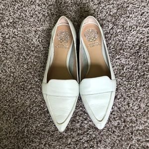 Vince Camuto white leather flats